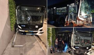 Near-tragedy on Vouliagmenis Avenue as runaway bus crashes through