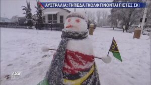 Unprecedented snow blankets Australia as heatwave hits Santa’s village