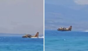 Wildfires in western Greece: Canadair aircraft refuel near Rio-Antirrio bridge in dramatic rescue operation (Video)