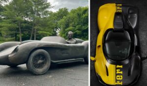 Porsche, Ferrari, Lamborghini and a 725kg car turned statue