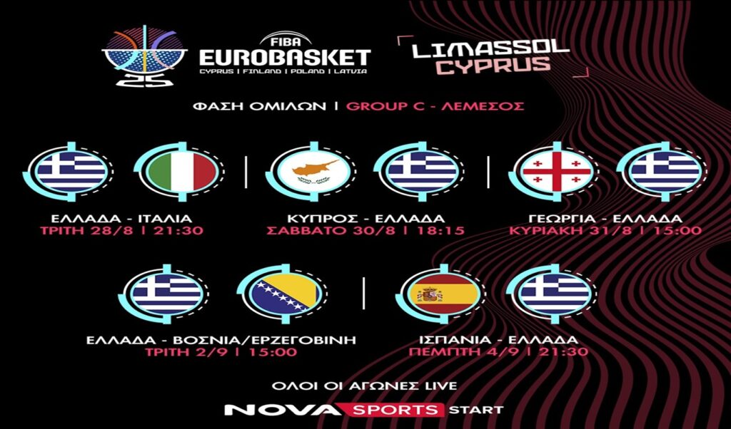 Novasports: Basketball extravaganza with all 42nd FIBA EuroBasket 2025 games and Greece’s beloved national team