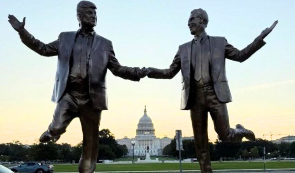 Trump-Epstein statue holding hands appears near US Capitol