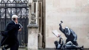Banksy’s new artwork removed from London’s Royal Courts