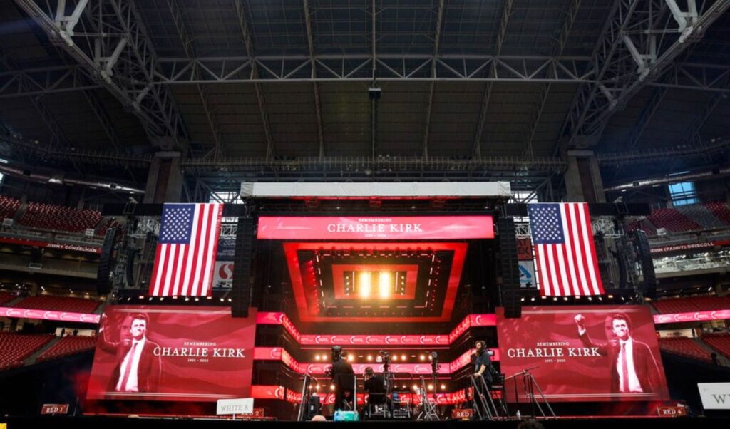 Charlie Kirk’s final farewell: Trump, Vance and Musk attend packed State Farm Stadium memorial service