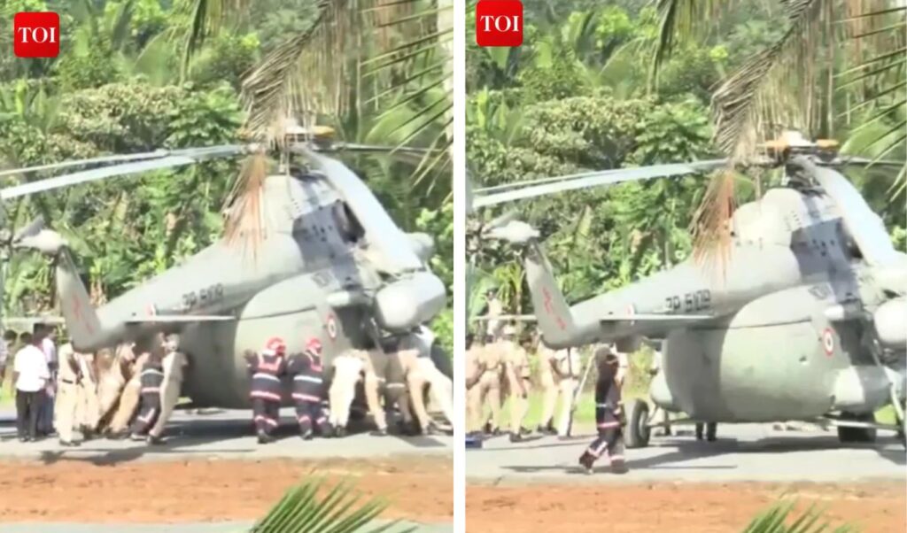 India: President’s helicopter lands in fresh cement and gets stuck