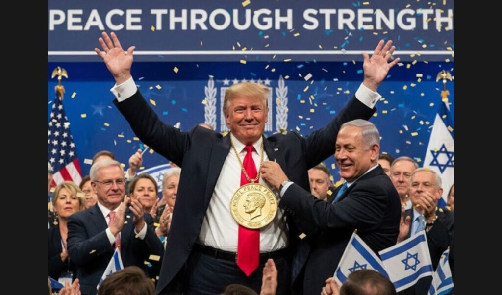 Netanyahu creates AI image showing himself awarding Nobel Peace Prize to Trump