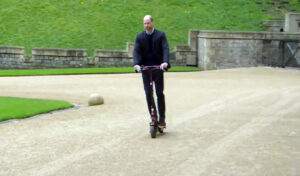 Prince William rides electric scooter at Windsor Castle
