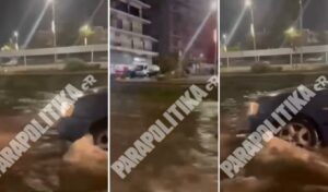 Storm Adel hits Athens: Vouliagmenis Avenue floods as traffic chaos grips the capital