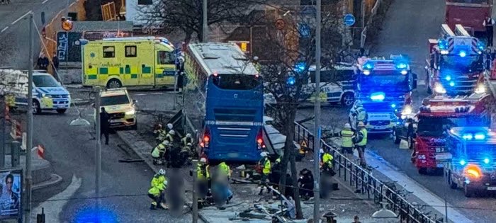 Stockholm bus crashes into bus stop, multiple injured