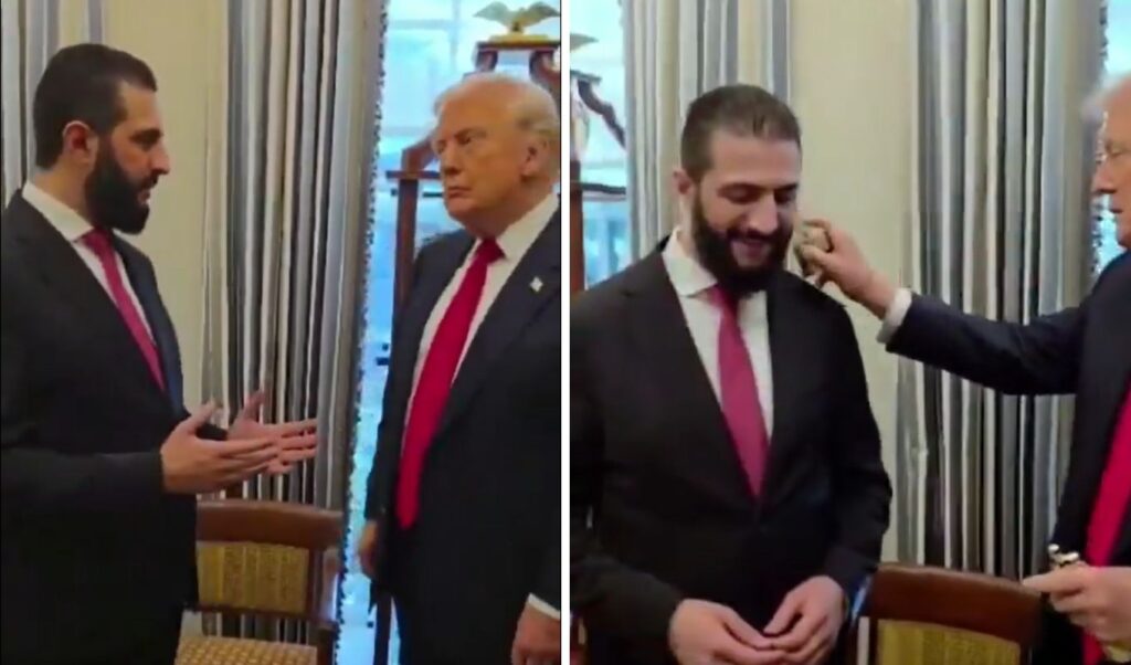 Trump sprays Syrian president Al-Sharaa with his signature perfume