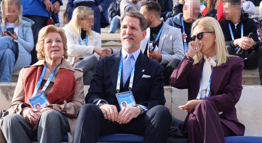 Paul de Greece at Olympic flame handover ceremony to Italy