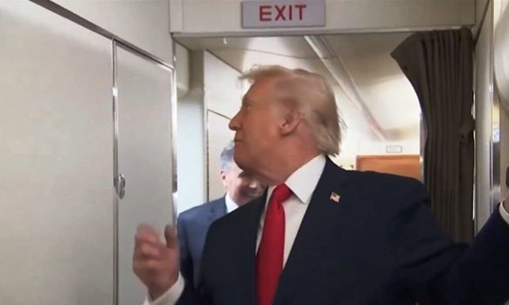 Trump hit by bathroom door on Air Force One: viral moment explained
