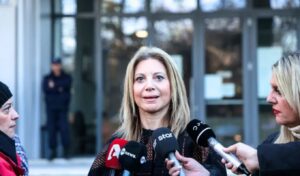 Maria Karystianou launches leadership bid with religious imagery backdrop