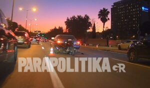Traffic accident on Kifisias Avenue: Motorcycle collides with car