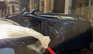 Byron car crash: Driver trapped after vehicle overturns (Video)