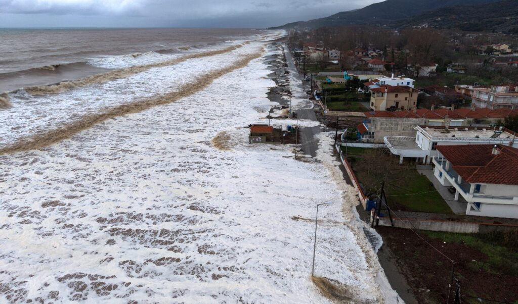 Extreme weather devastates Greece: Sea floods coastal roads