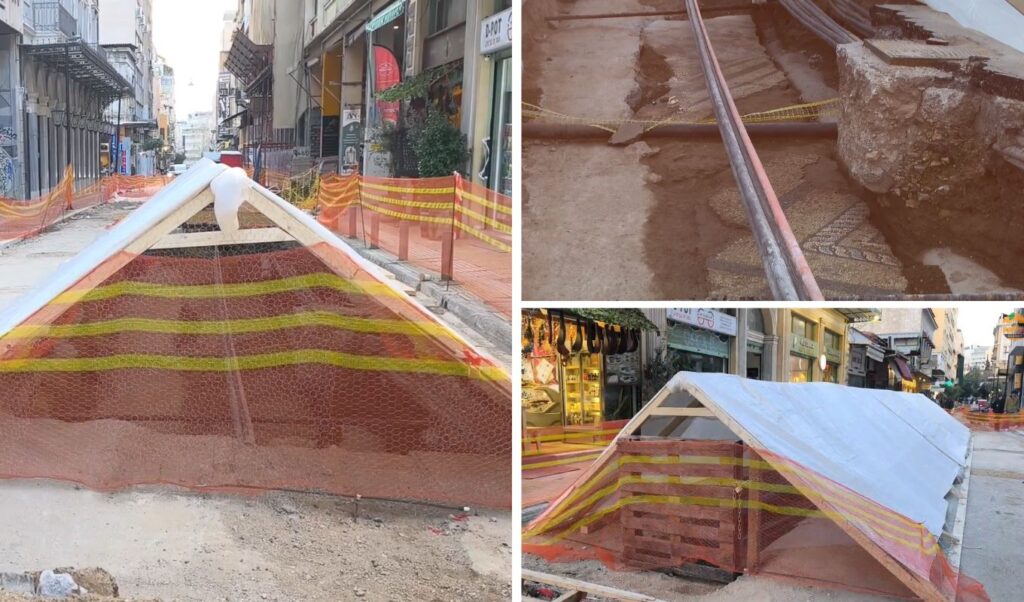 Athens: Ancient mosaic accidentally discovered on Euripides Street
