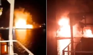 Shocking video: Missiles and drones strike near Greek ship in Persian Gulf