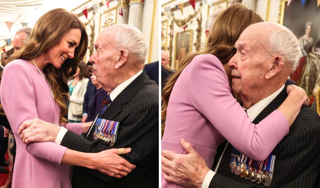 Kate Middleton's heartwarming hug with 88-year-old veteran at Buckingham Palace