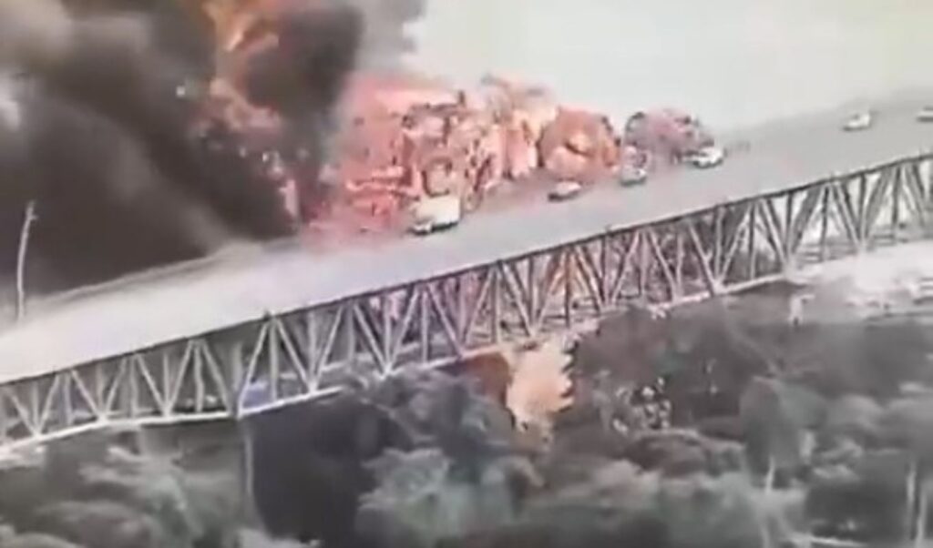 Massive tanker explosion creates “inferno” near Panama Canal bridge