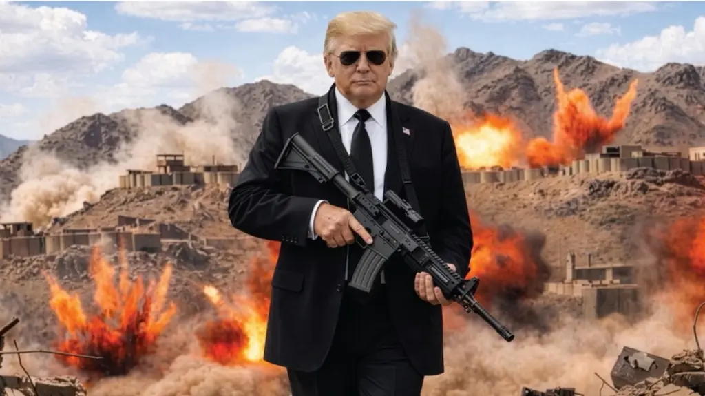 Trump threatens Iran with weapon and sunglasses in Papa Leon-style image: “No more Mr Nice Guy!”