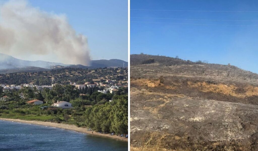 Evia wildfire contained: 120 firefighters battle flare-ups
