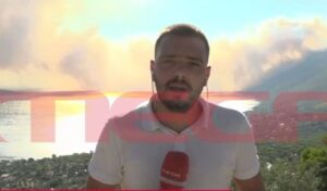 Reporter swept by fierce winds live on air in Porto Germeno (Video)
