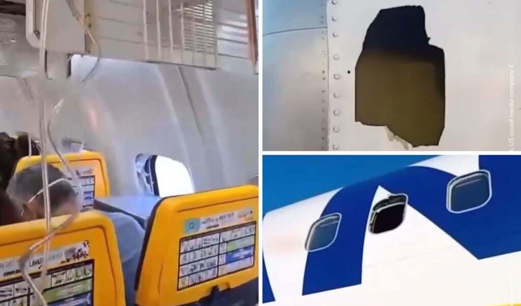 Ryanair flight terror: Passenger’s head and shoulders sucked out of plane window mid-flight (Video)