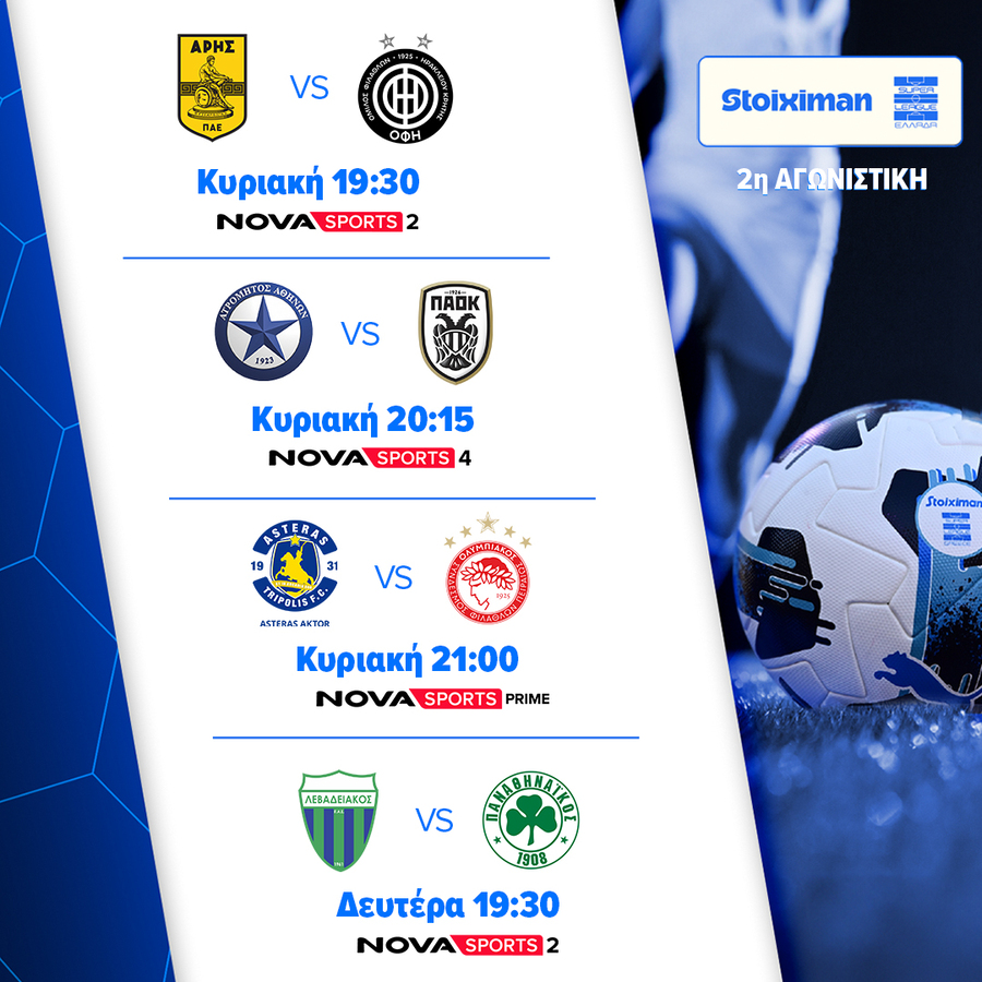 Nova: Stoiximan Super League, Premier League, Bundesliga, Serie A