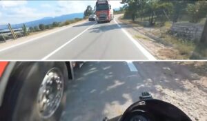 Tanker driver detained after terrifying near-miss with motorcyclist