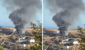 Helicopter crashes near Sifnos island center, fire breaks out (Video)