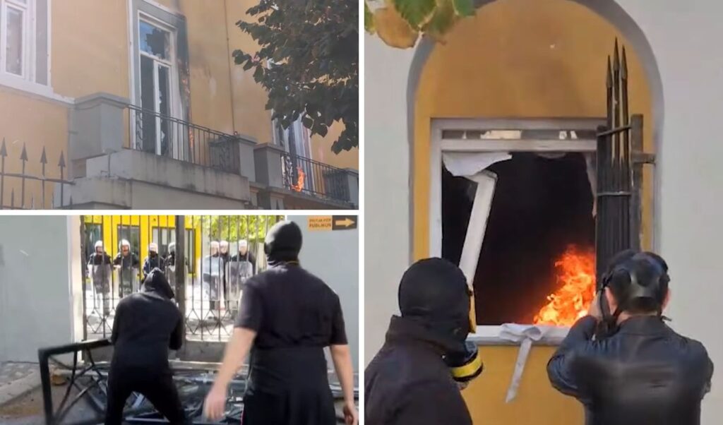 Albania: Ministry of Education set on fire in Tirana amid violent student protests (Video)