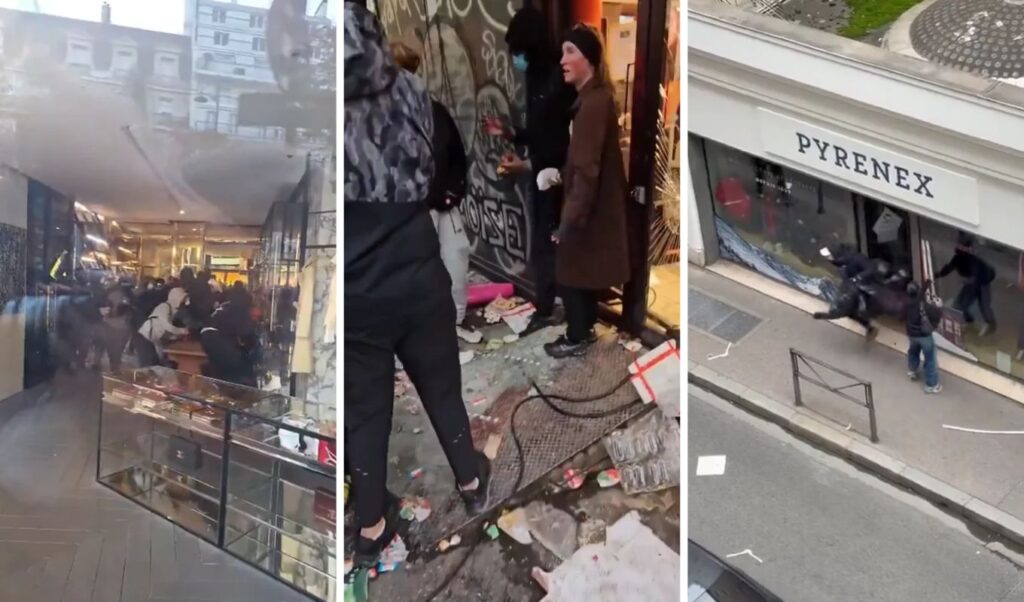 Chaos in France: Louis Vuitton, Hermès and Dior looted as masked mobs smash windows across the country